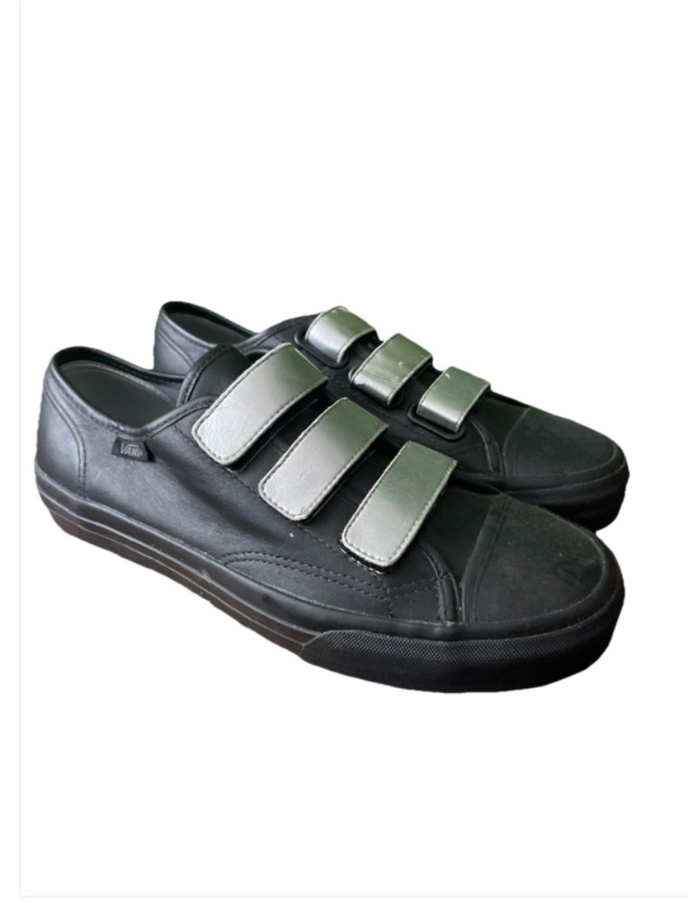Vans Prison Issue Black silver Metallic Leather Sneakers Shoes hooks Mens Size 9